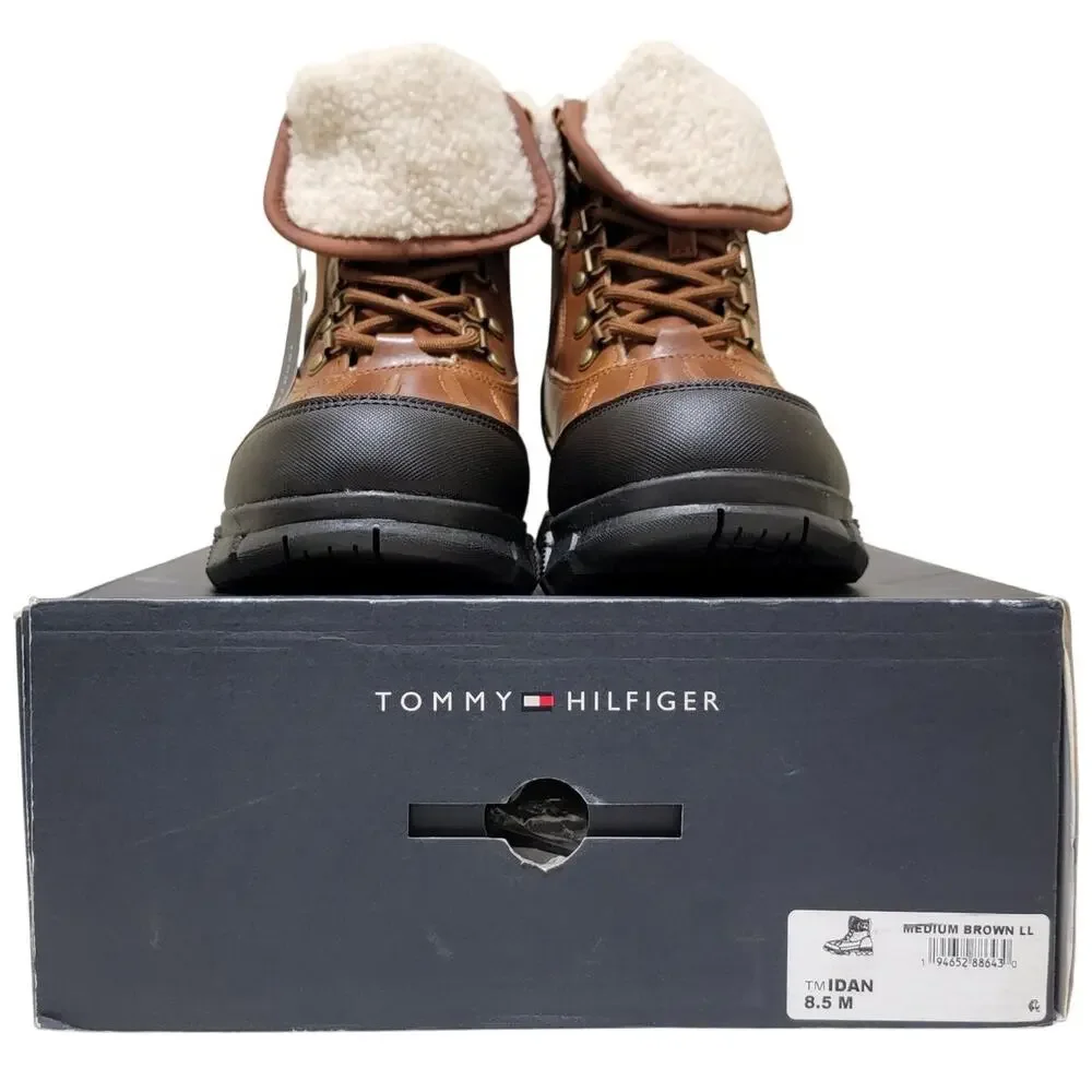 Tommy Hilfiger Men Idan Faux Shearling Duck Boots Size US 8.5M Medium Brown